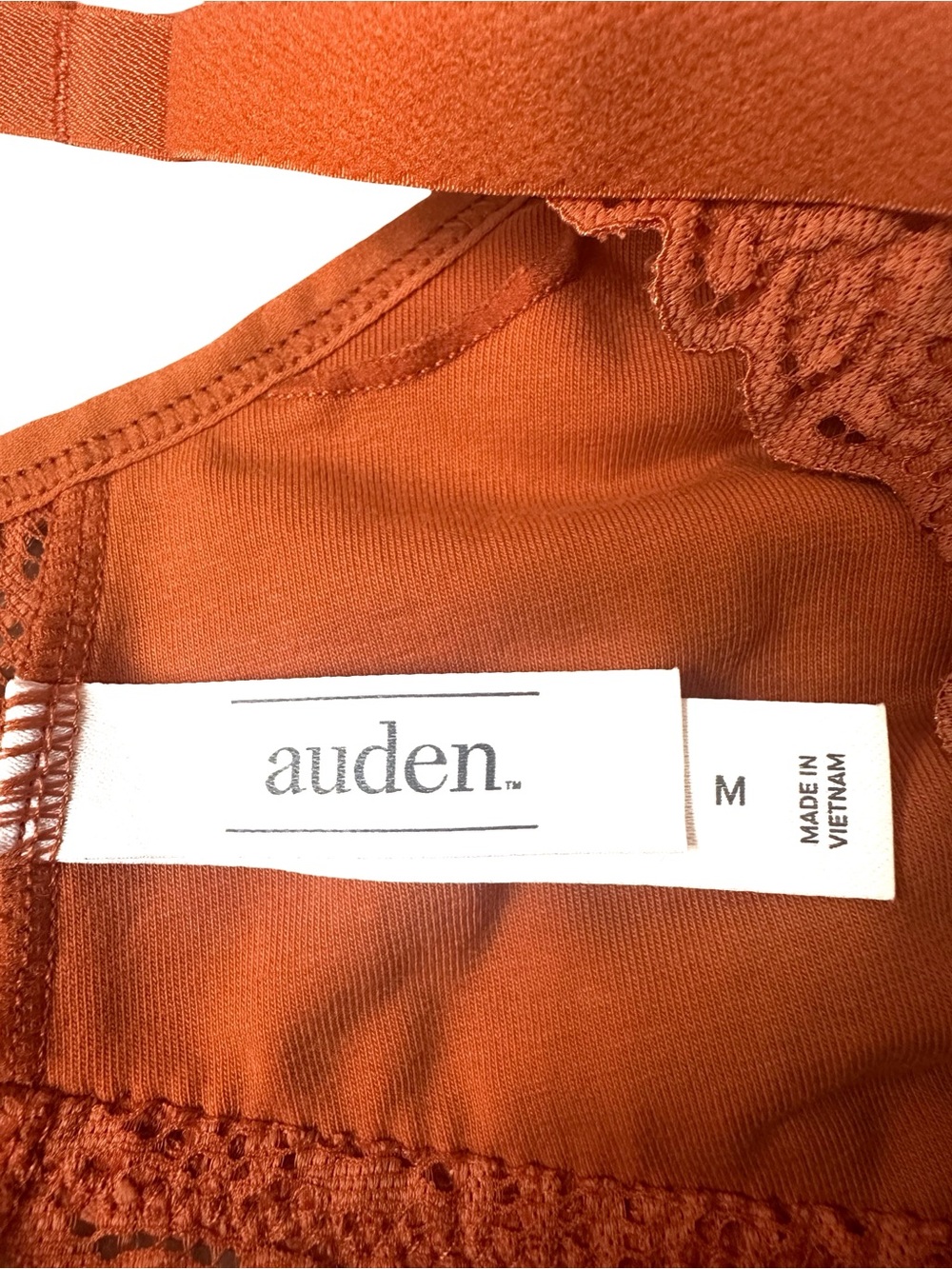 Auden Lightly Lined Crossback Burnt Orange Crochet Lace Bralette - Picture 4 of 6